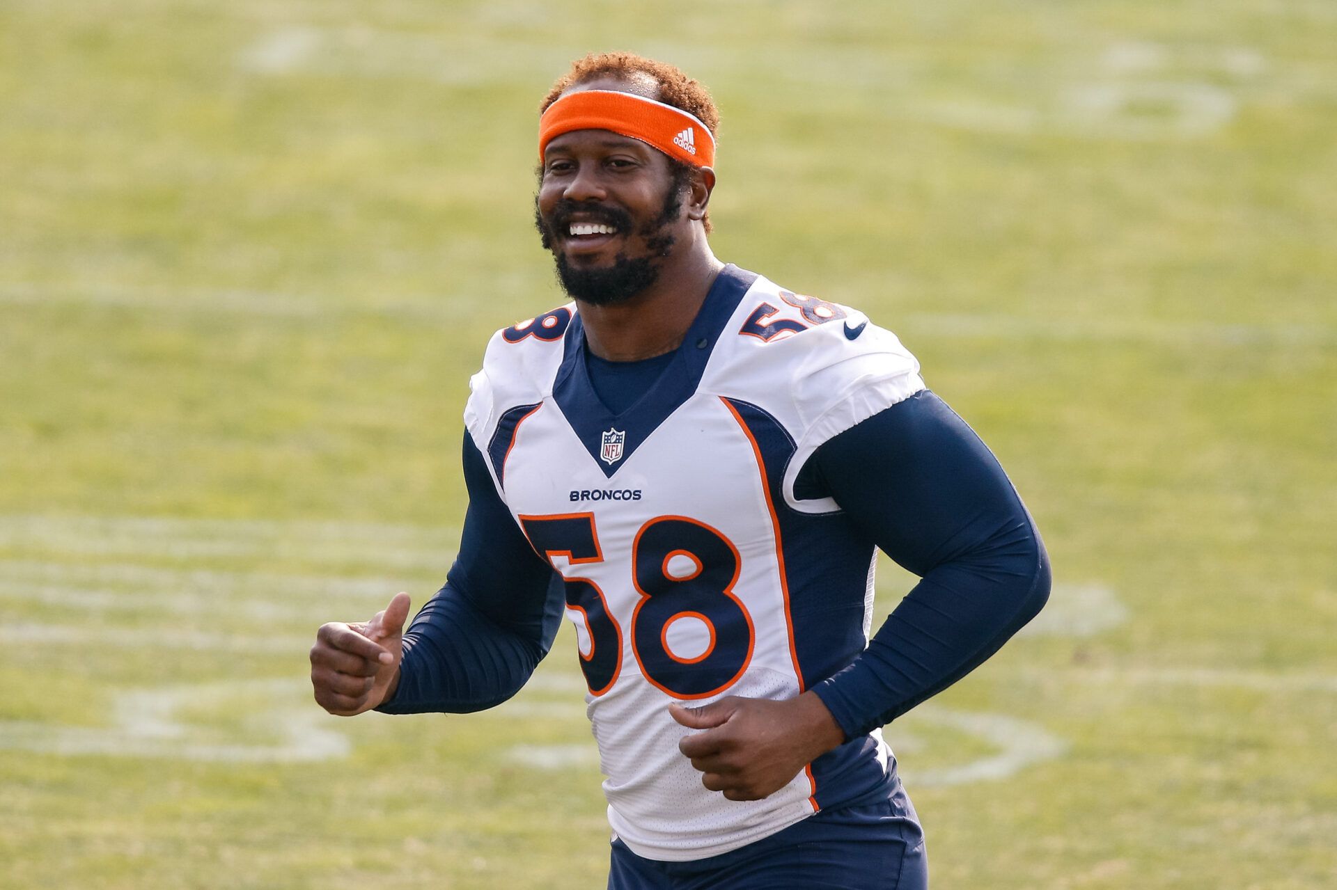 Denver Broncos linebacker Von Miller (58) during training camp at the UCHealth Training Center.