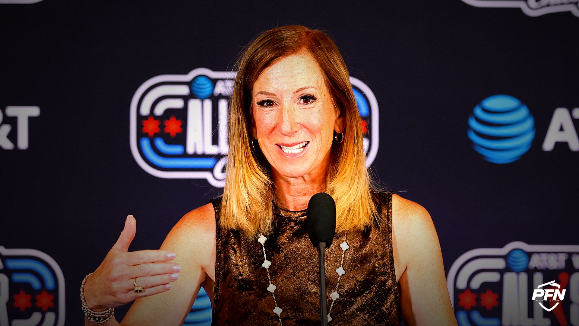 WNBA Commissioner Cathy Engelbert speaks with media before the 2026 WNBA All Star Game at United Center.
