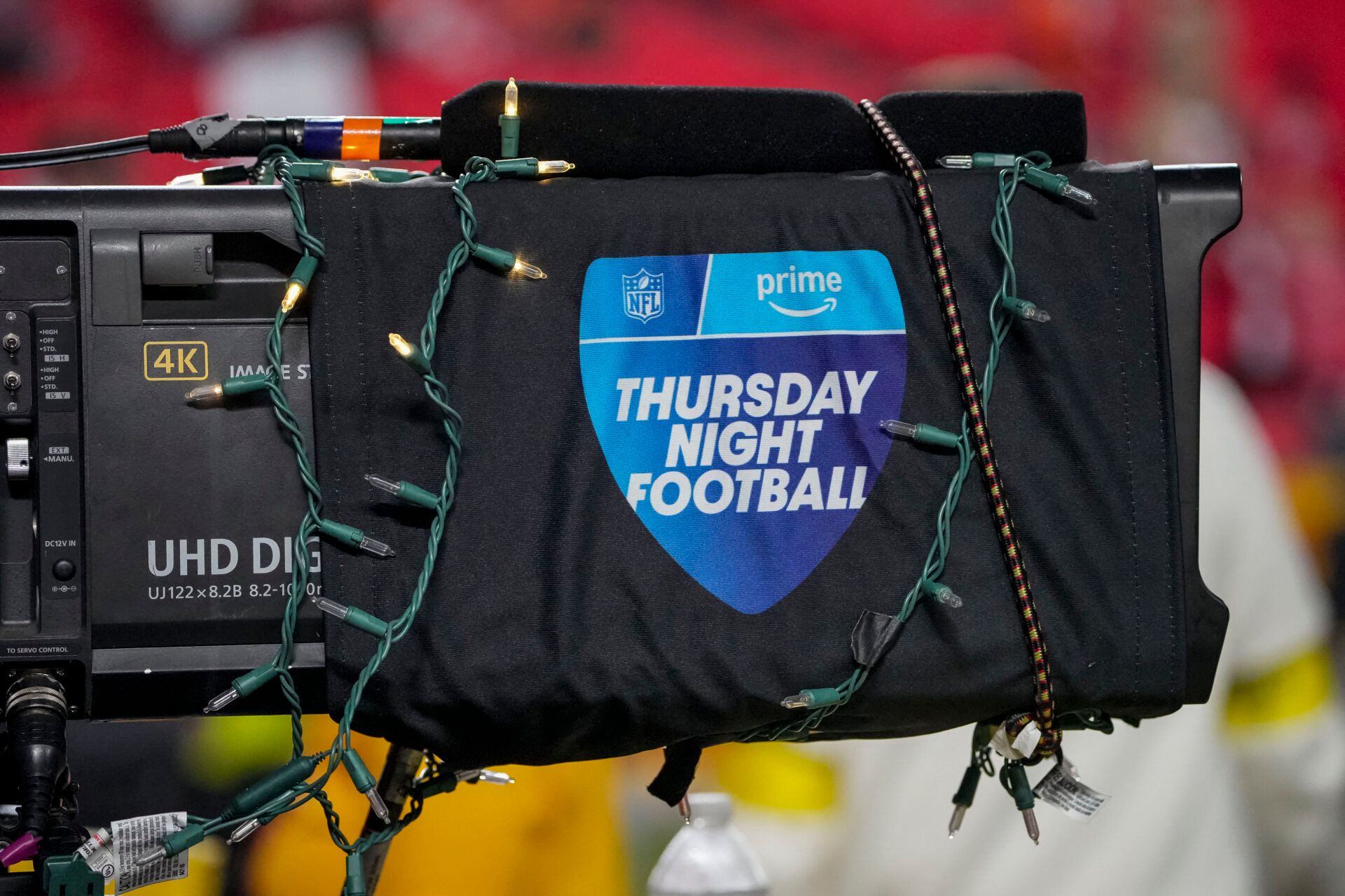 General view of the Amazon Prime Thursday Night Football logo at GEHA Field at Arrowhead Stadium.