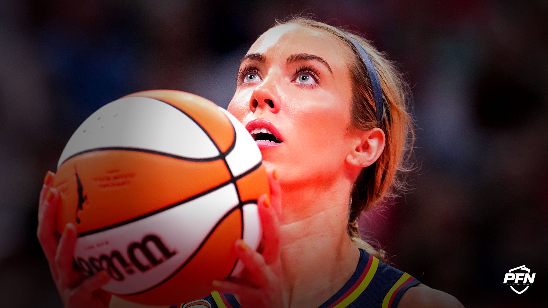 Indiana Fever guard Lexie Hull (10) goes up for a basket Saturday, July 18, 2026, during the second half of a game at Gainbridge Fieldhouse in Indianapolis. The Indiana Fever defeated the New York Liberty, 108-88.
