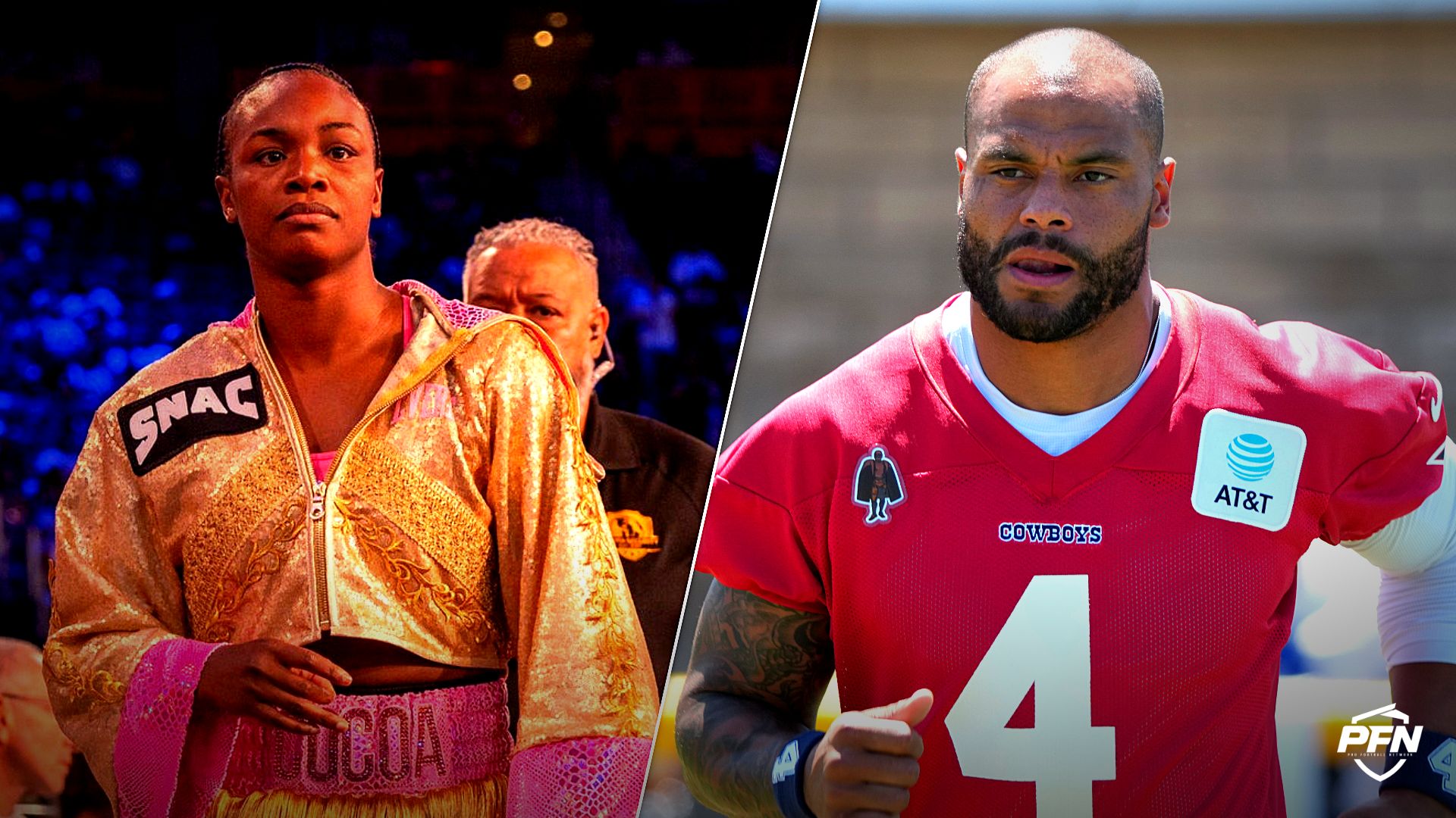 Superstar Boxer Claressa Shields and Dallas Cowboys quarterback Dak Prescott.