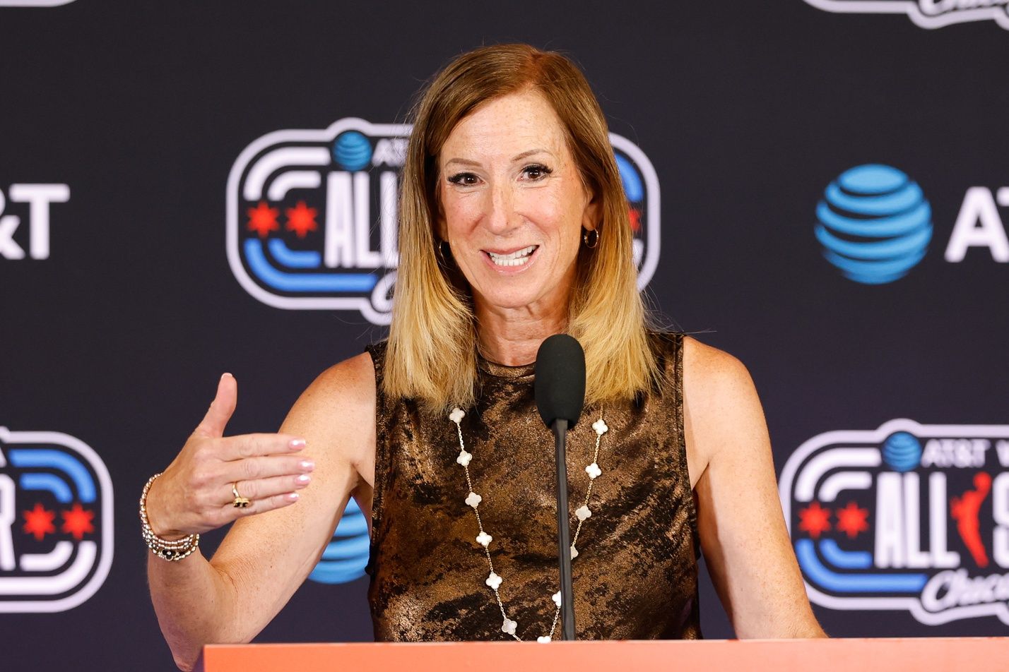 WNBA Commissioner Cathy Engelbert speaks with media before the 2026 WNBA All Star Game at United Center.