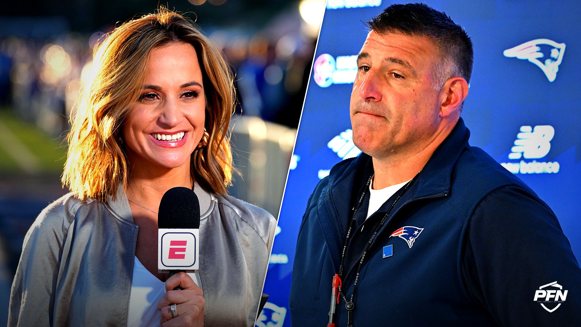 Former NFL reporter Dianna Russini and New England Patriots head coach Mike Vrabel.