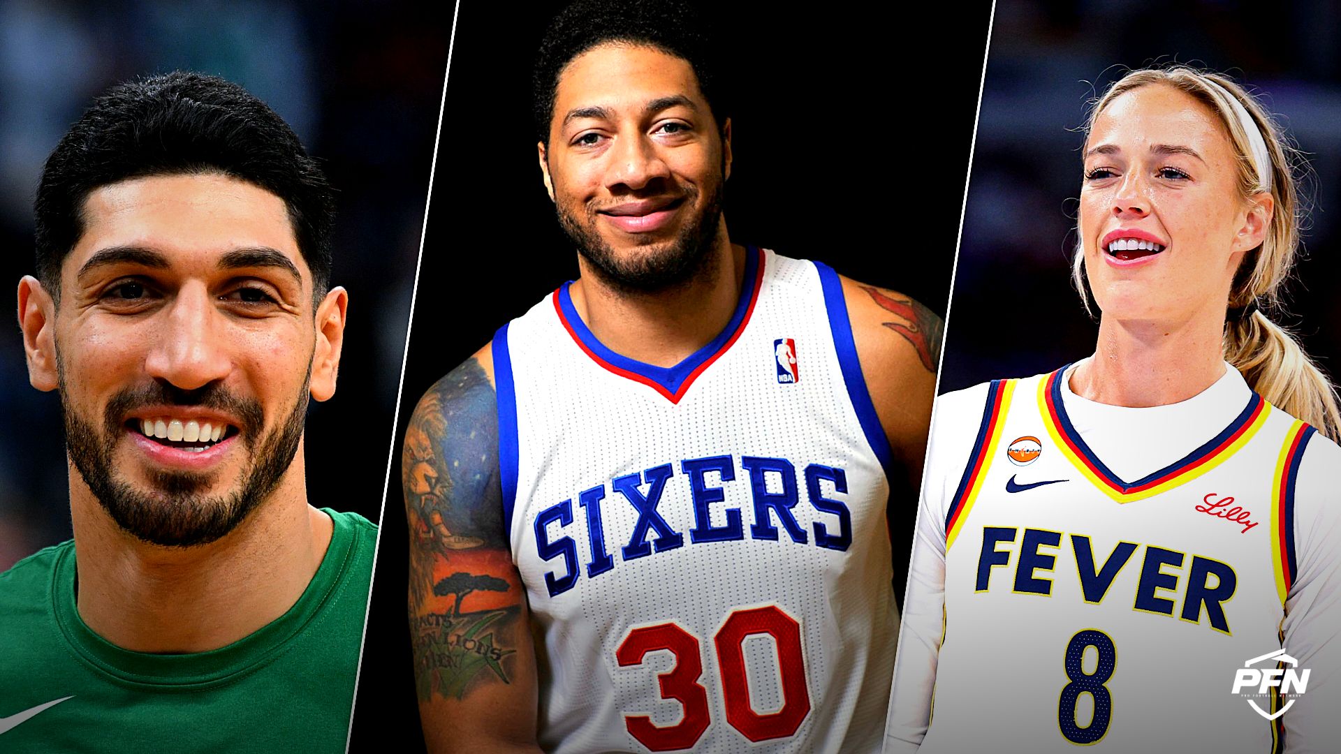 Former NBA players Enes Kanter and Royce White, and Indiana Fever guard Sophie Cunningham.