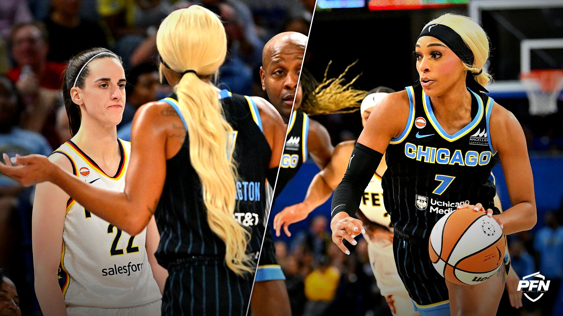 Collage featuring BASKETBALL-WNBA-CHI-IND/ and BASKETBALL-WNBA-CHI-IND/.
IMAGN IMAGES via Reuters Connect