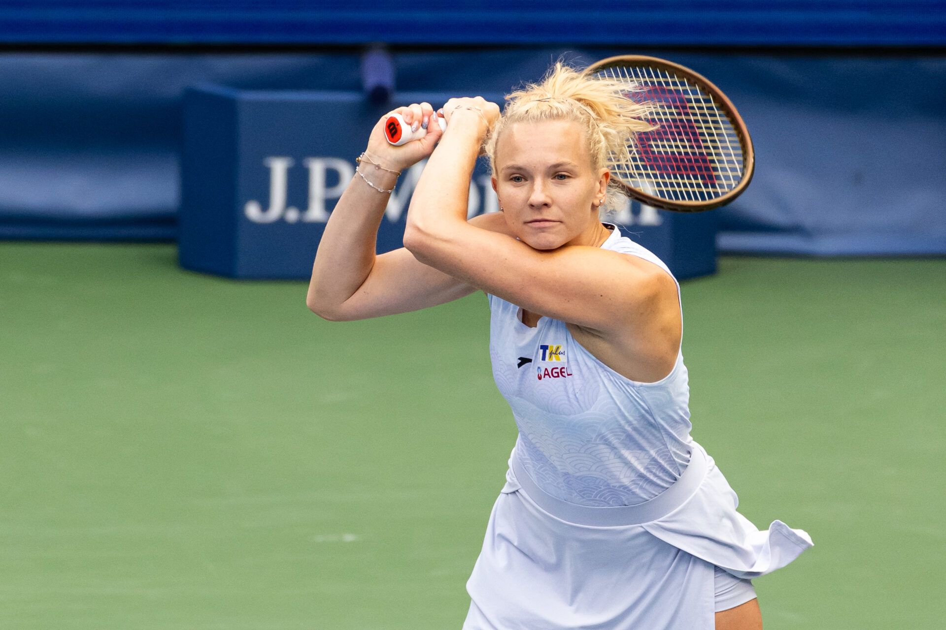 Taylor Townsend of the United States and Katerina Siniakova of Czech Republic in action against Venus Williams of the United States and Leylah Fernandez of Canada in the quarterfinal of the women’s doubles at the US Open at Louis Armstrong Stadium in Billie Jean King National Tennis Center.