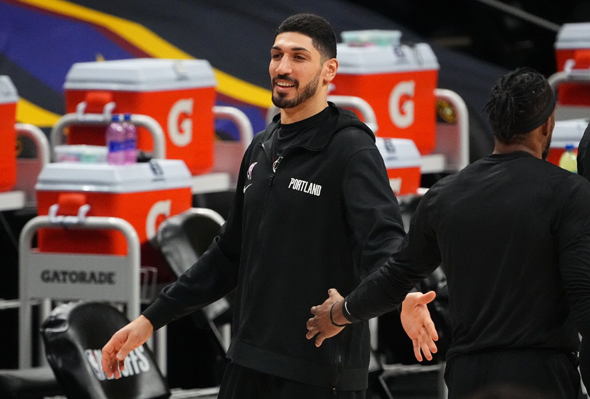 Portland Trail Blazers center Enes Kanter (11) before the game five against the Denver Nuggets in the first round of the 2021 NBA Playoffs. at Ball Arena.