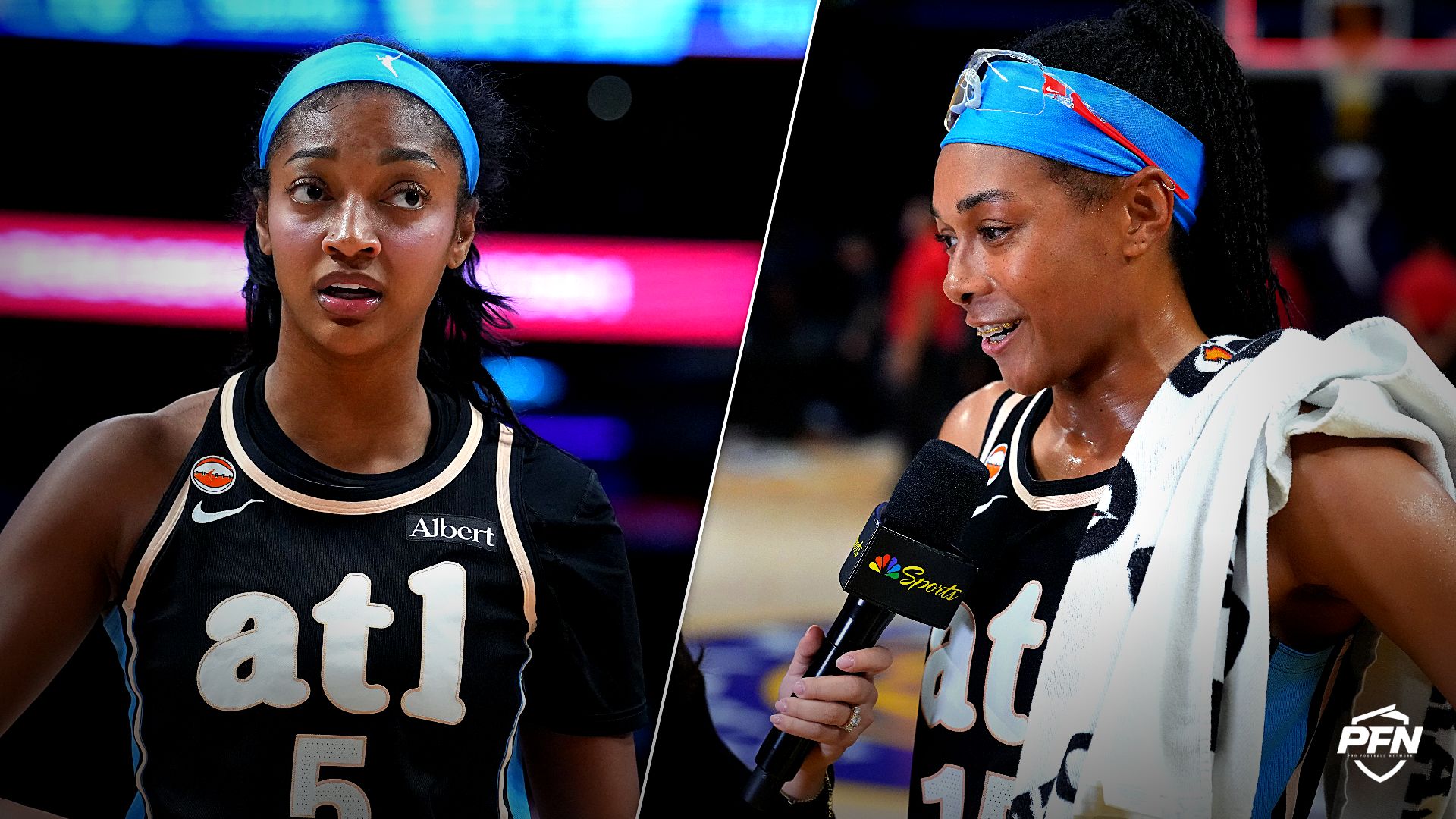 Allisha Gray reacts to Angel Reese’s record-breaking rebounding performance against the Los Angeles Sparks.
