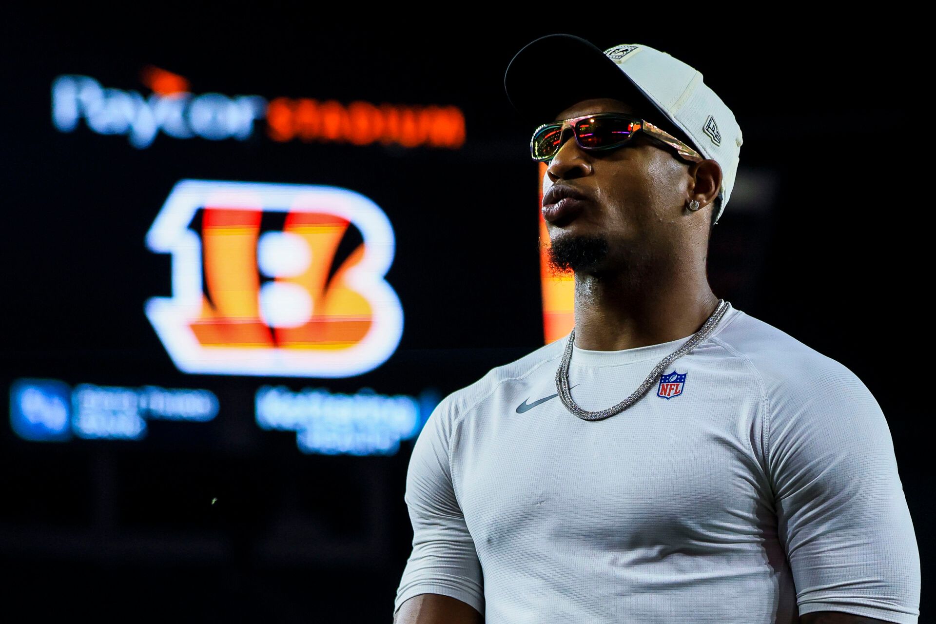 Cincinnati Bengals wide receiver Ja'marr Chase (1) walks off the field after the victory over the Detroit Lions at Paycor Stadium.