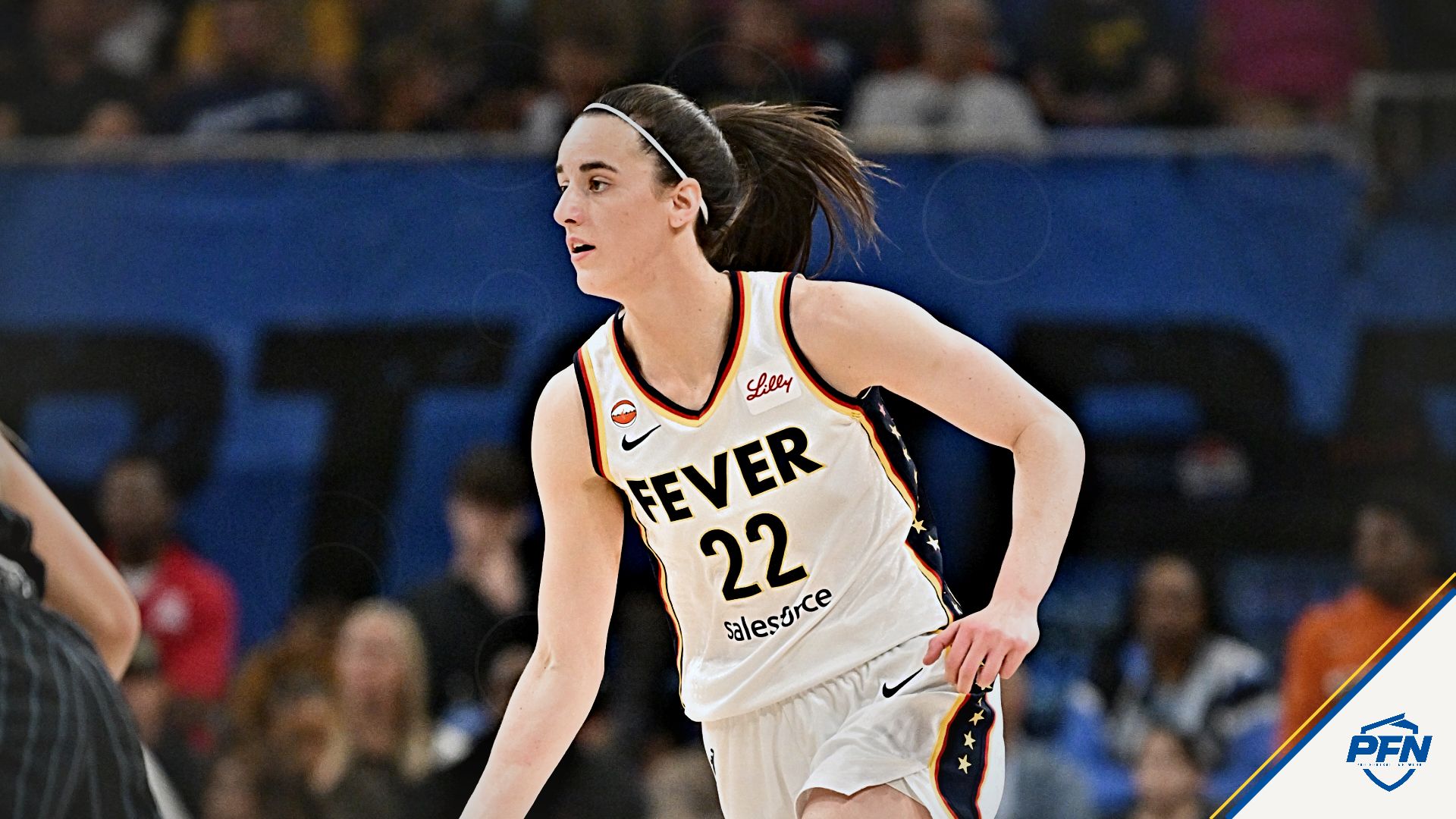 Indiana Fever guard Caitlin Clark (22) drives towards the basket against the Chicago Sky during the first half at Wintrust Arena.