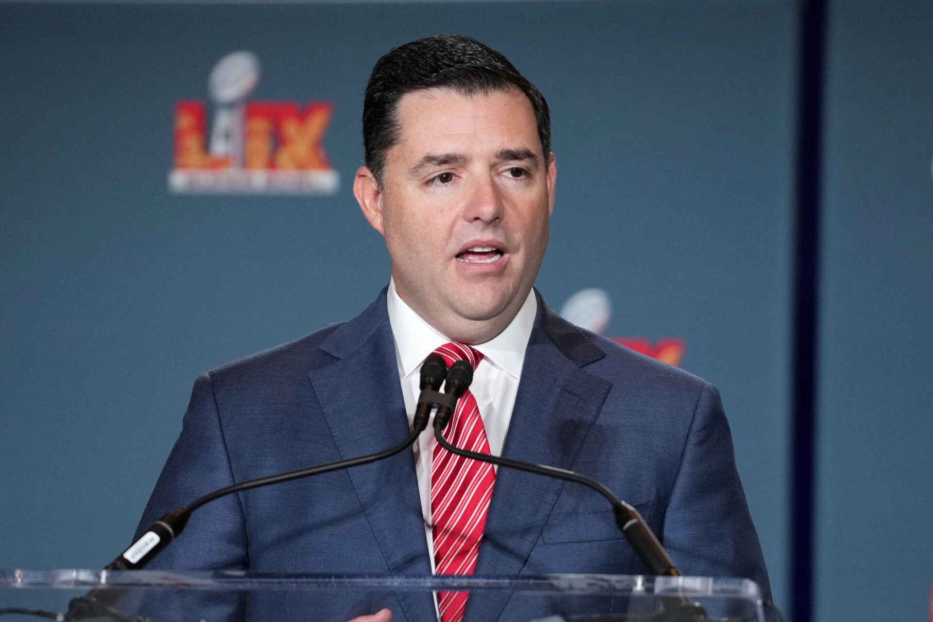 San Francisco 49ers chief executive officer Jed York at the Super Bowl LIX host committee handoff press conference.