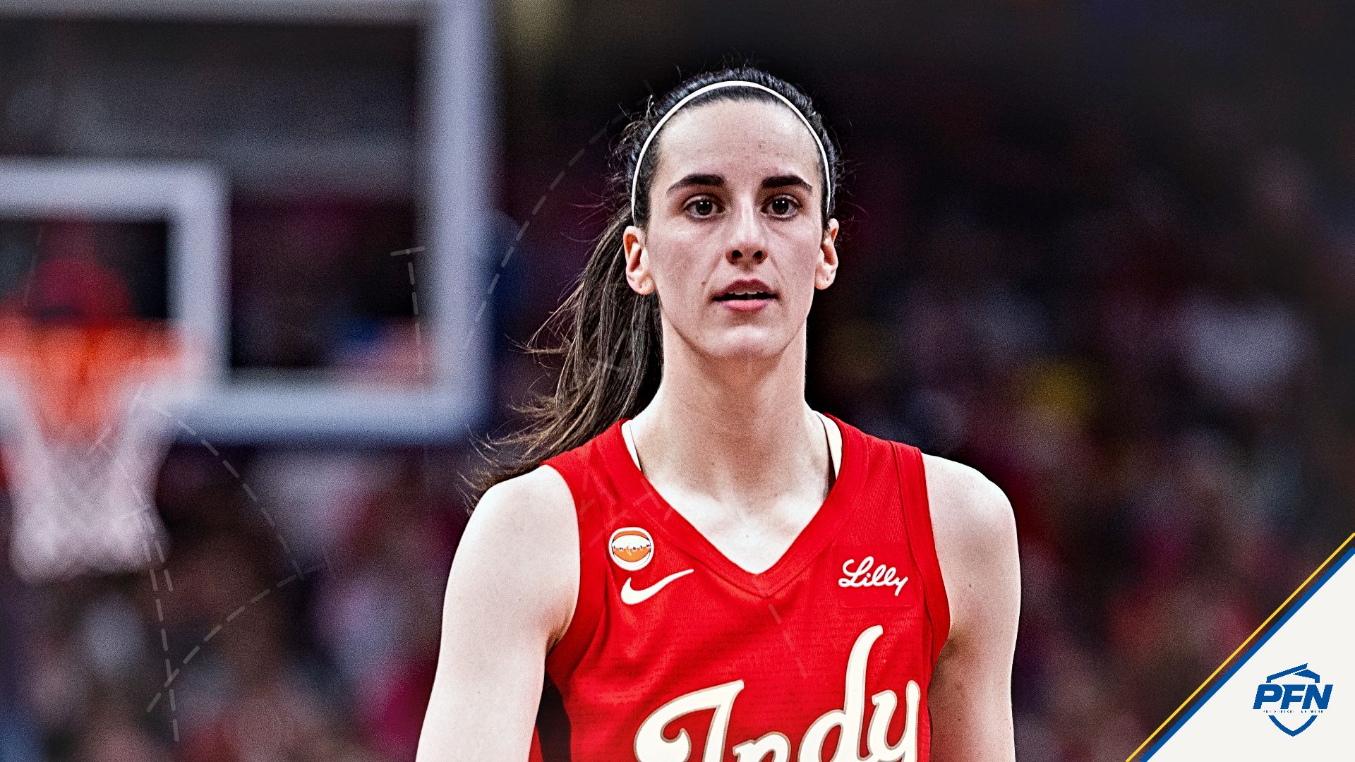 Indiana Fever guard Caitlin Clark (22) in the second half against the Connecticut Sun at Gainbridge Fieldhouse.