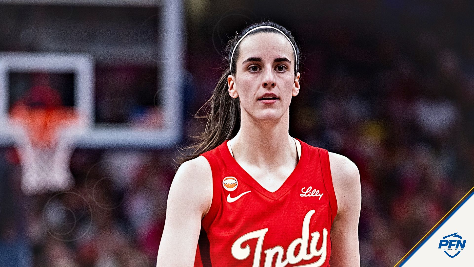 Indiana Fever guard Caitlin Clark (22) in the second half against the Connecticut Sun at Gainbridge Fieldhouse.