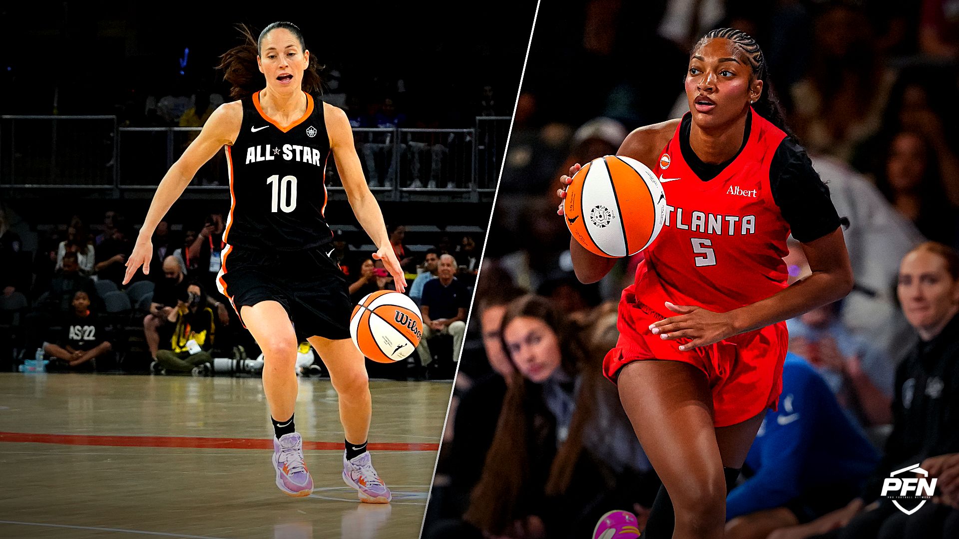 Collage featuring BASKETBALL-WNBA/ and BASKETBALL-WNBA-ATL-MIN/.