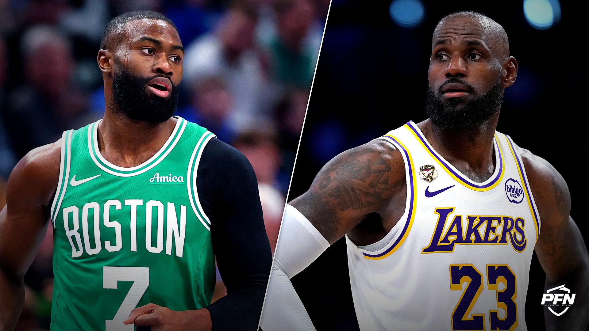 Collage featuring BASKETBALL-NBA-DAL-BOS/ and BASKETBALL-NBA-LAL-UTA/.
IMAGN IMAGES via Reuters Connect