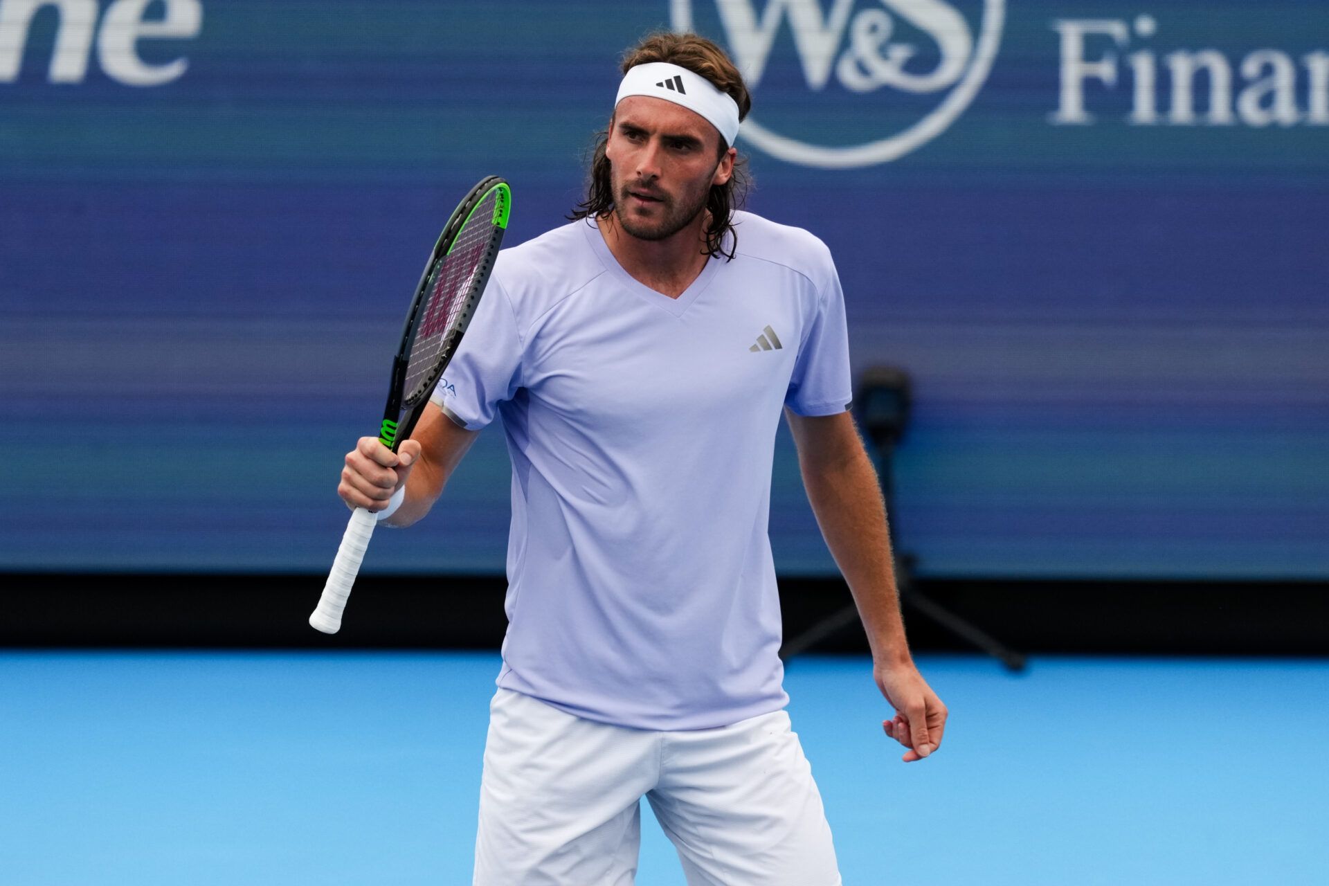 Stefanos Tsitsipas (GRE) reacts against Valentin Royer (FRA) during the Cincinnati Open at Lindner Family Tennis Center.