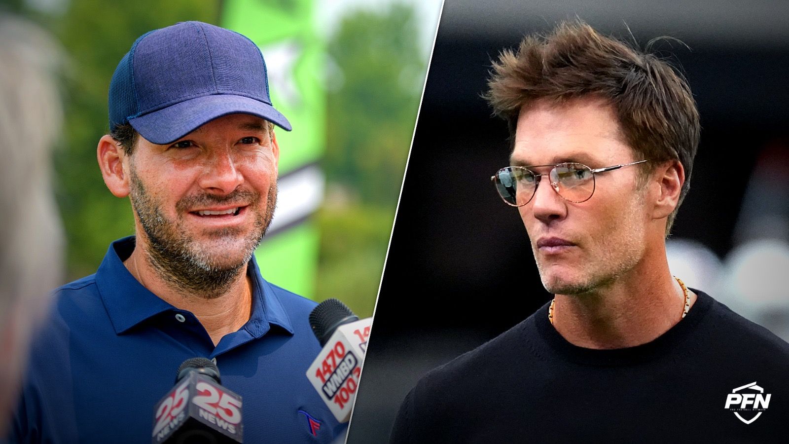 Tom Brady, Tony Romo, Source: USA TODAY Network via Reuters Connect / IMAGN IMAGES via Reuters Connect