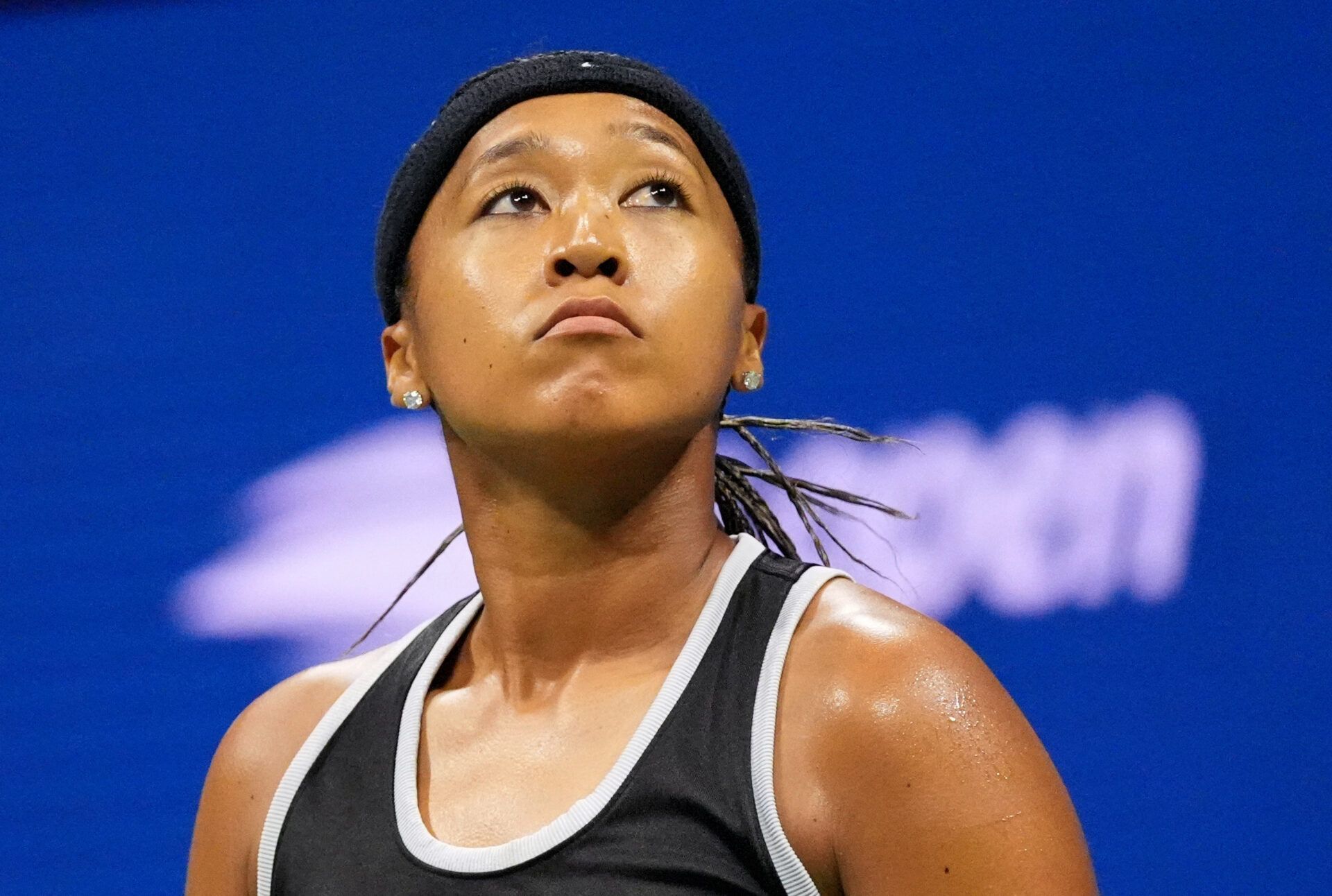 Japan's Naomi Osaka looks on during her first round match against Russia's Anastasia Zakharova.