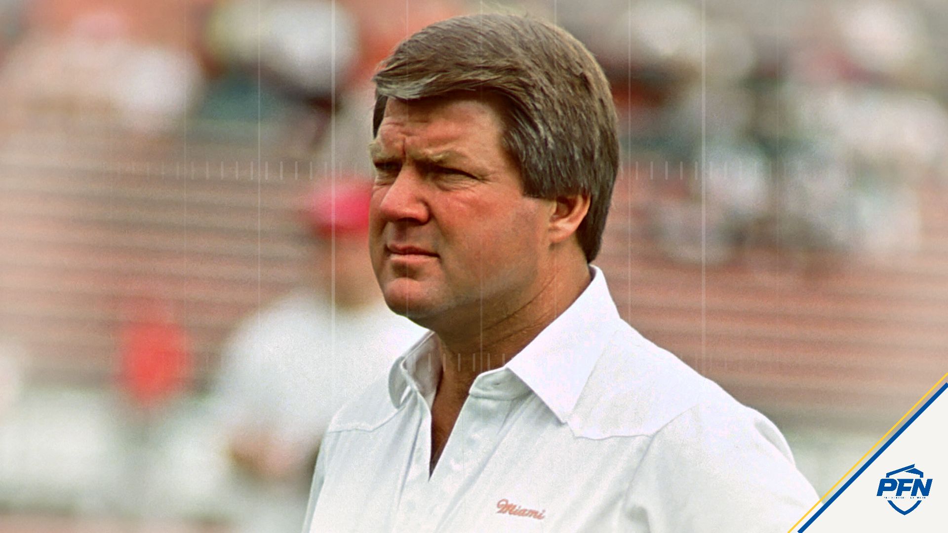 FILE PHOTO; Miami Hurricanes head coach Jimmy Johnson on the field prior to the game against the Arkansas Razorbacks at the Orange Bowl.