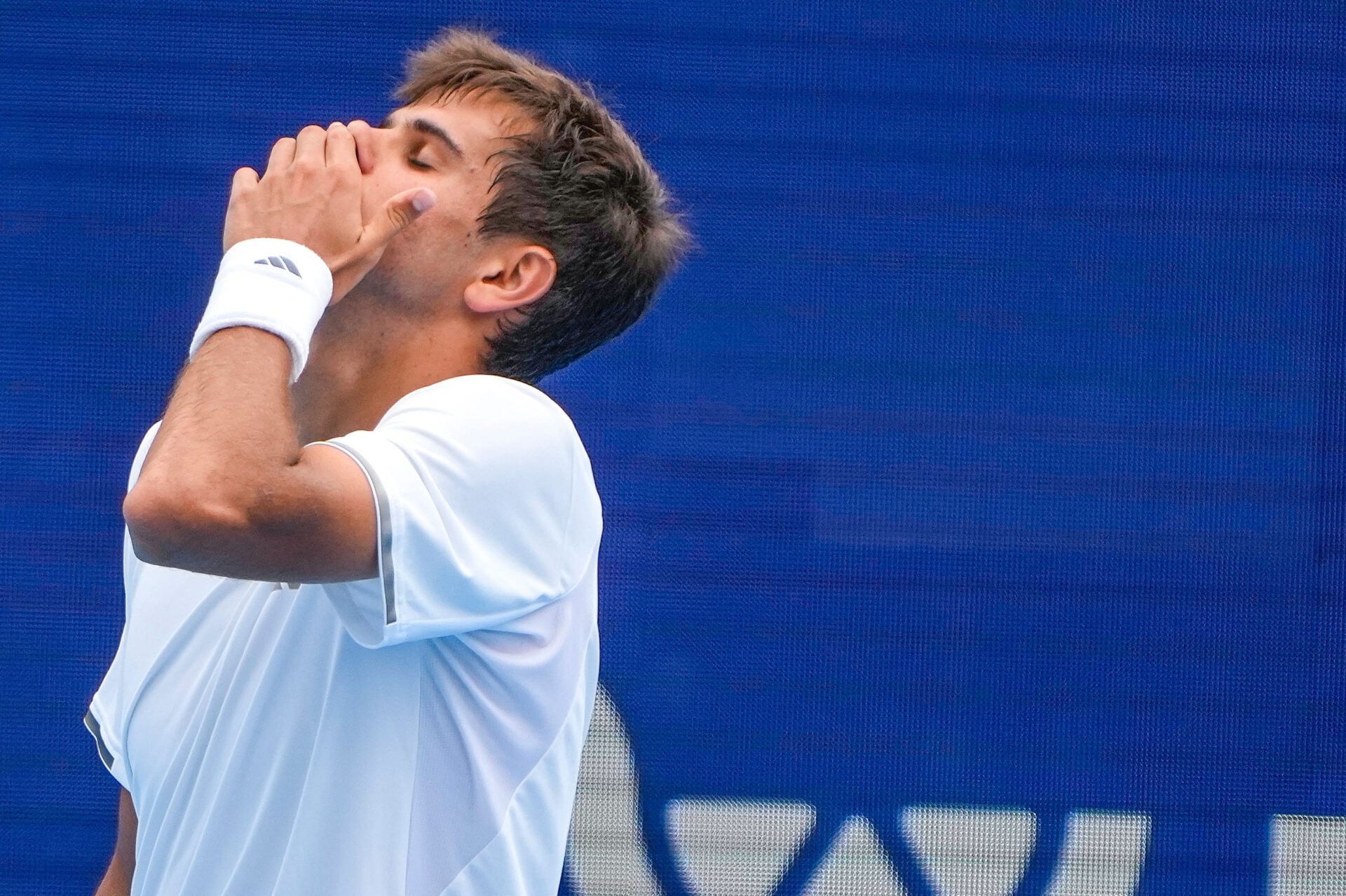 Rafael Jodar of Spain reacts to missing a  shot to Flavio Cobolli of Italy during their round of 16 match at the Cincinnati Open at the Lindner Family Tennis Center in Mason on Aug. 19, 2026.