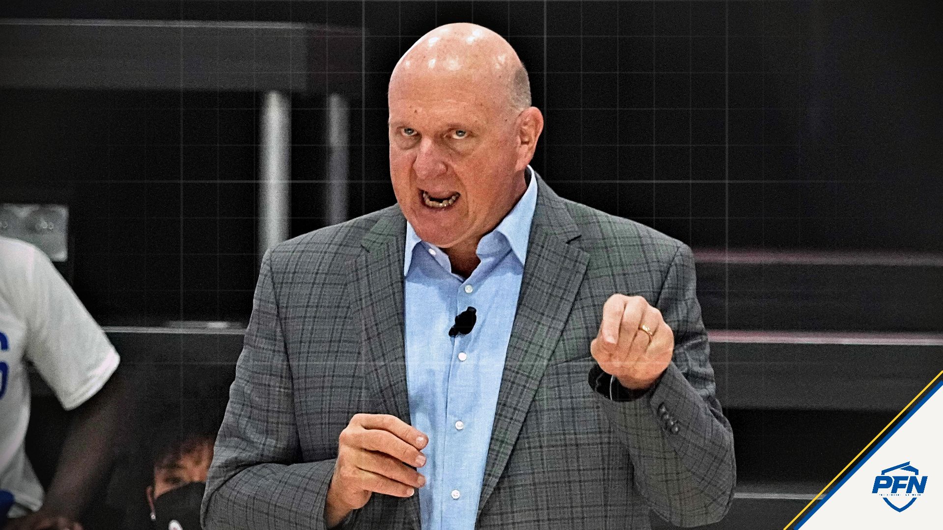 LA Clippers owner Steve Ballmer speaks during a groundbreaking ceremony for the Intuit Dome. The arena, scheduled to open in 2024, will serve as the home of the Clippers and the team's practice facility and team offices.
