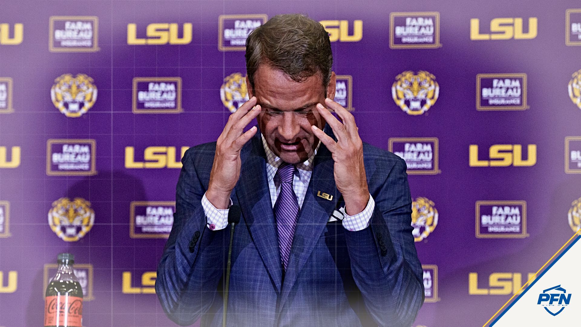 LSU new head coach Lane Kiffin speaks at South Stadium Club at Tiger Stadium.