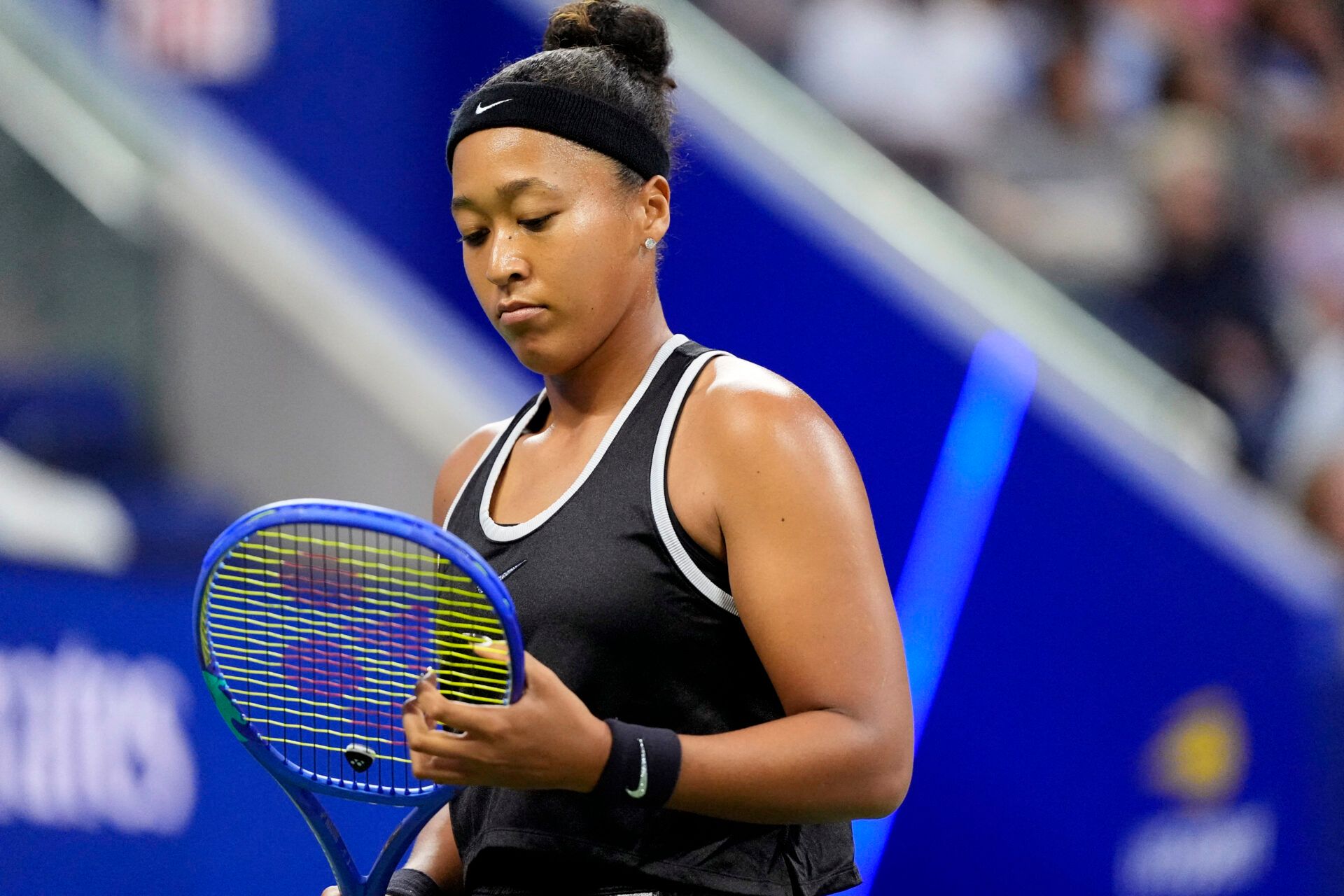 Tennis - U.S. Open - Flushing Meadows, New York, United States - September 5, 2026 Japan's Naomi Osaka reacts during her third round match against Belgium's Elise Mertens REUTERS/Eduardo Munoz