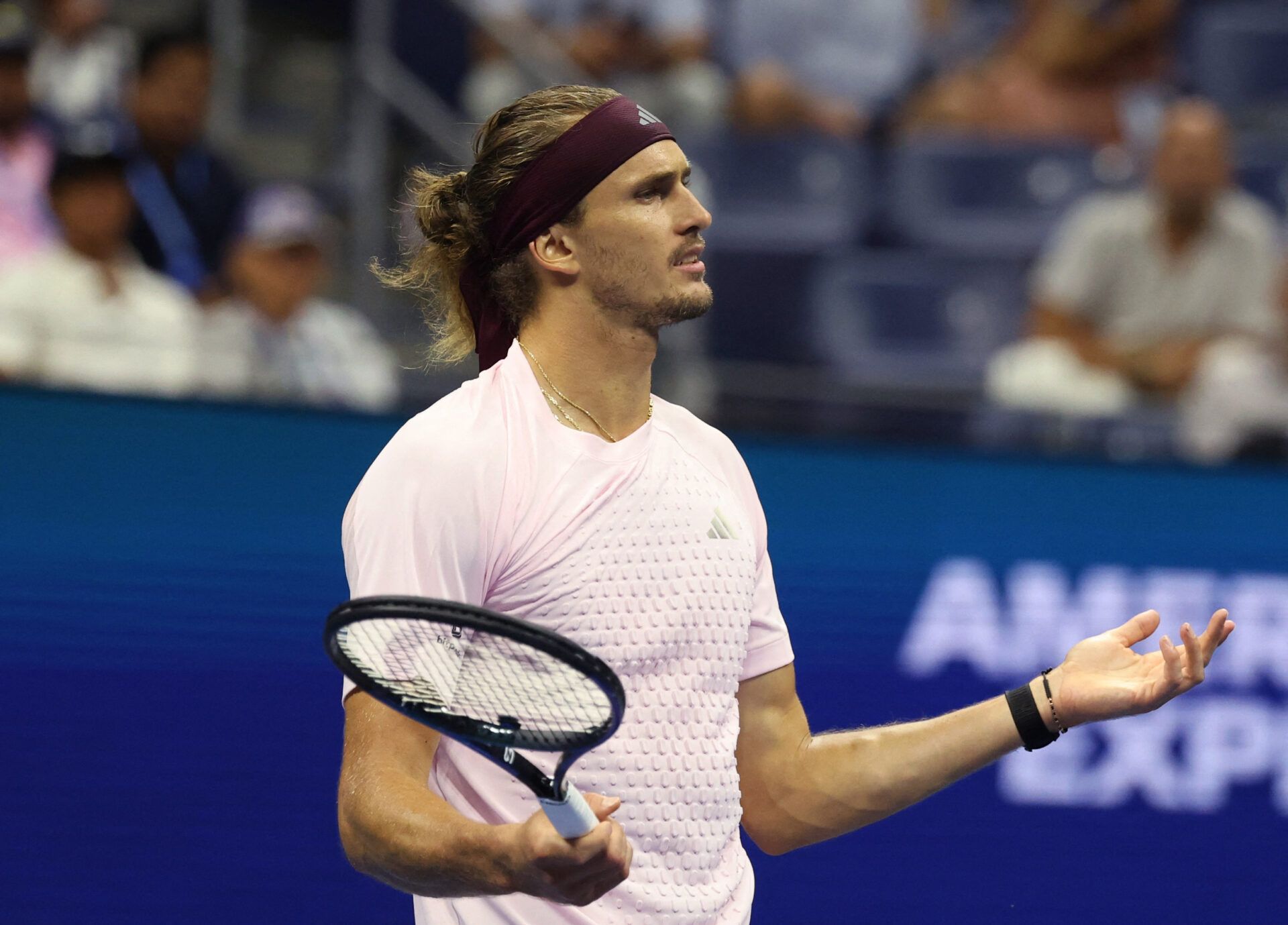 Germany's Alexander Zverev reacts during his third round match against Chile's Alejandro Tabilo.