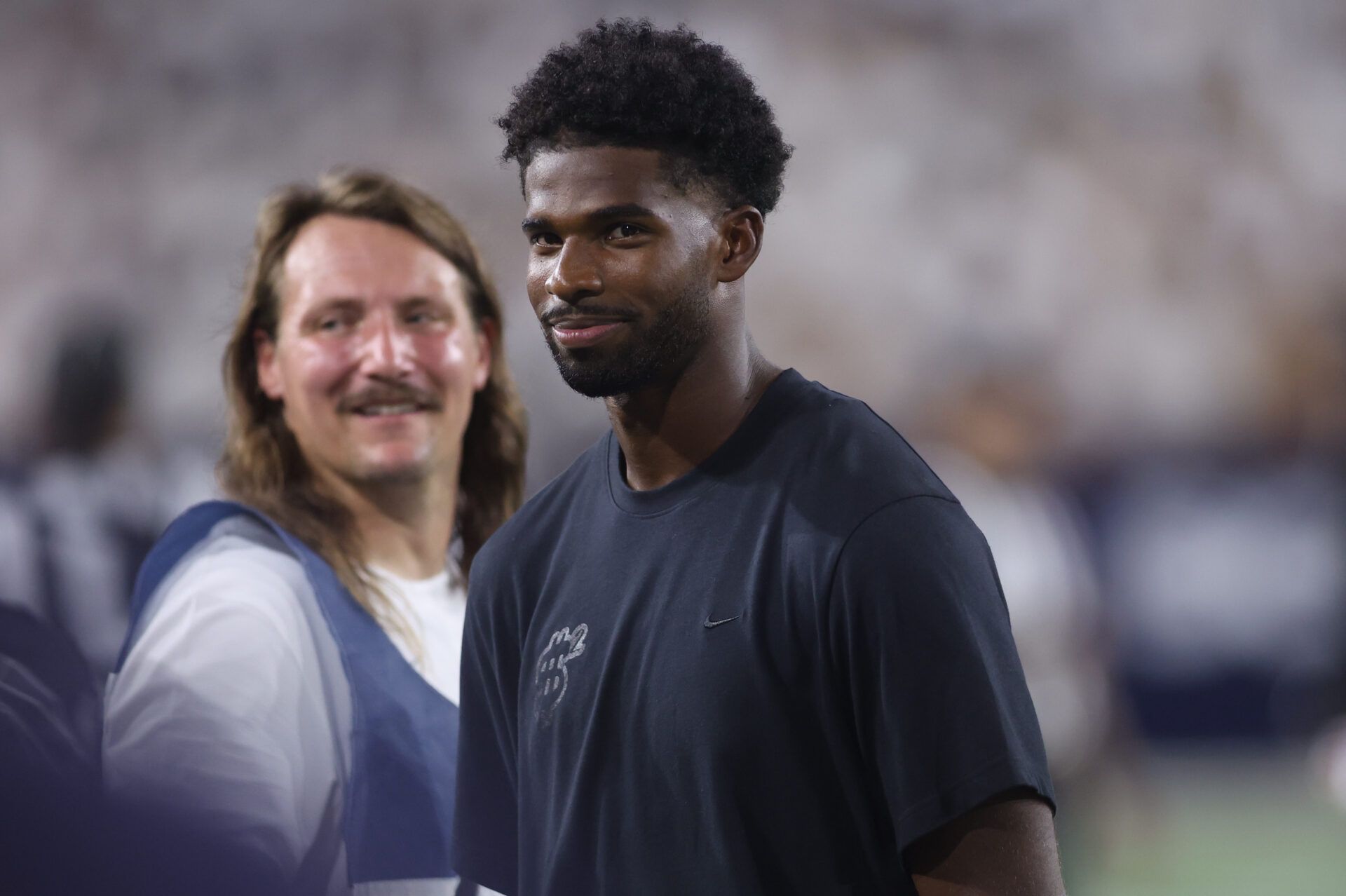 Former Colorado Buffaloes and current Cleveland Browns quarterback Shedeur Sanders at Bobby Dodd Stadium at Hyundai Field.